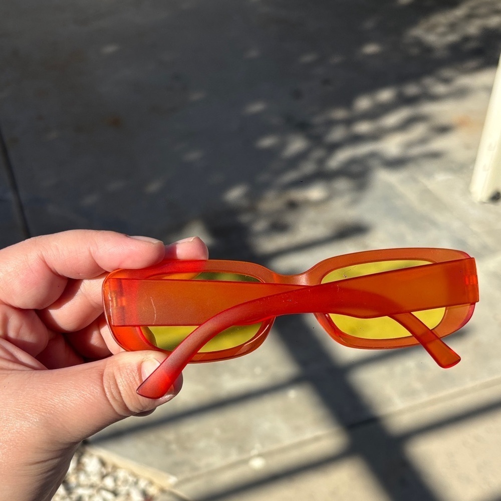 Orange Rectangular Sunglasses - Picture 2 of 4